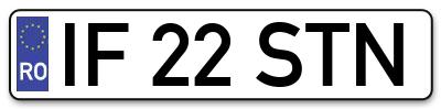Placuta inmatriculare numar auto  IF-22-STN, IF 22 STN, IF22STN