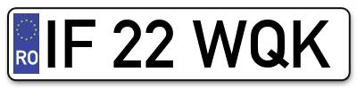 Placuta inmatriculare numar auto  IF-22-WQK, IF 22 WQK, IF22WQK