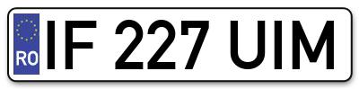 Placuta inmatriculare numar auto  IF-227-UIM, IF 227 UIM, IF227UIM
