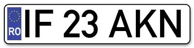 Placuta inmatriculare numar auto  IF-23-AKN, IF 23 AKN, IF23AKN