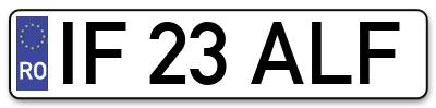 Placuta inmatriculare numar auto  IF-23-ALF, IF 23 ALF, IF23ALF