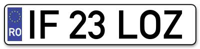 Placuta inmatriculare numar auto  IF-23-LOZ, IF 23 LOZ, IF23LOZ