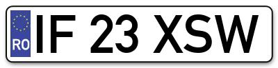 Placuta inmatriculare numar auto  IF-23-XSW, IF 23 XSW, IF23XSW