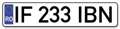 Placuta inmatriculare numar auto  IF-233-IBN, IF 233 IBN, IF233IBN