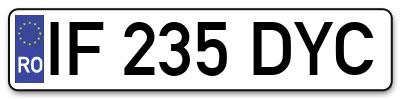 Placuta inmatriculare numar auto  IF-235-DYC, IF 235 DYC, IF235DYC