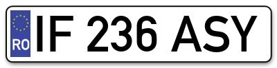 Placuta inmatriculare numar auto  IF-236-ASY, IF 236 ASY, IF236ASY
