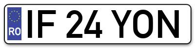 Placuta inmatriculare numar auto  IF-24-YON, IF 24 YON, IF24YON