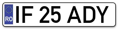 Placuta inmatriculare numar auto  IF-25-ADY, IF 25 ADY, IF25ADY