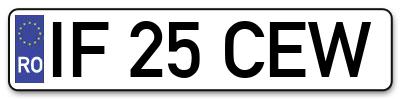 Placuta inmatriculare numar auto  IF-25-CEW, IF 25 CEW, IF25CEW