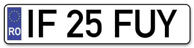 Placuta inmatriculare numar auto  IF-25-FUY, IF 25 FUY, IF25FUY