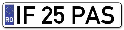 Placuta inmatriculare numar auto  IF-25-PAS, IF 25 PAS, IF25PAS