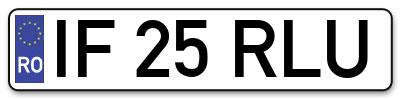 Placuta inmatriculare numar auto  IF-25-RLU, IF 25 RLU, IF25RLU