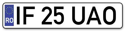 Placuta inmatriculare numar auto  IF-25-UAO, IF 25 UAO, IF25UAO