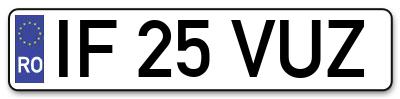 Placuta inmatriculare numar auto  IF-25-VUZ, IF 25 VUZ, IF25VUZ