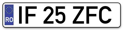 Placuta inmatriculare numar auto  IF-25-ZFC, IF 25 ZFC, IF25ZFC