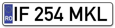 Placuta inmatriculare numar auto  IF-254-MKL, IF 254 MKL, IF254MKL
