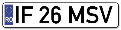 Placuta inmatriculare numar auto  IF-26-MSV, IF 26 MSV, IF26MSV