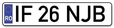Placuta inmatriculare numar auto  IF-26-NJB, IF 26 NJB, IF26NJB