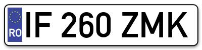 Placuta inmatriculare numar auto  IF-260-ZMK, IF 260 ZMK, IF260ZMK