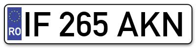 Placuta inmatriculare numar auto  IF-265-AKN, IF 265 AKN, IF265AKN