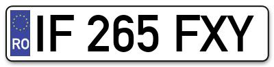 Placuta inmatriculare numar auto  IF-265-FXY, IF 265 FXY, IF265FXY