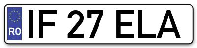 Placuta inmatriculare numar auto  IF-27-ELA, IF 27 ELA, IF27ELA