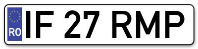 Placuta inmatriculare numar auto  IF-27-RMP, IF 27 RMP, IF27RMP
