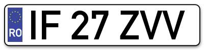 Placuta inmatriculare numar auto  IF-27-ZVV, IF 27 ZVV, IF27ZVV