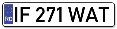 Placuta inmatriculare numar auto  IF-271-WAT, IF 271 WAT, IF271WAT