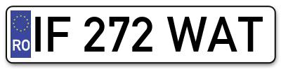 Placuta inmatriculare numar auto  IF-272-WAT, IF 272 WAT, IF272WAT