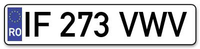 Placuta inmatriculare numar auto  IF-273-VWV, IF 273 VWV, IF273VWV