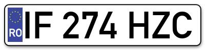 Placuta inmatriculare numar auto  IF-274-HZC, IF 274 HZC, IF274HZC