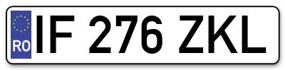 Placuta inmatriculare numar auto  IF-276-ZKL, IF 276 ZKL, IF276ZKL