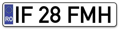 Placuta inmatriculare numar auto  IF-28-FMH, IF 28 FMH, IF28FMH
