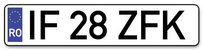 Placuta inmatriculare numar auto  IF-28-ZFK, IF 28 ZFK, IF28ZFK