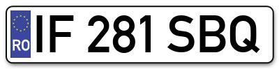 Placuta inmatriculare numar auto  IF-281-SBQ, IF 281 SBQ, IF281SBQ