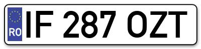 Placuta inmatriculare numar auto  IF-287-OZT, IF 287 OZT, IF287OZT