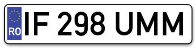 Placuta inmatriculare numar auto  IF-298-UMM, IF 298 UMM, IF298UMM