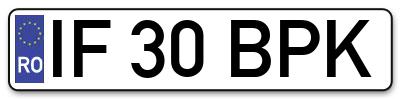 Placuta inmatriculare numar auto  IF-30-BPK, IF 30 BPK, IF30BPK