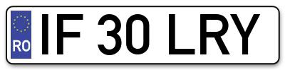 Placuta inmatriculare numar auto  IF-30-LRY, IF 30 LRY, IF30LRY