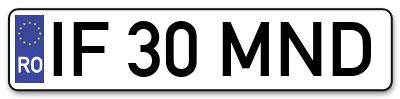 Placuta inmatriculare numar auto  IF-30-MND, IF 30 MND, IF30MND