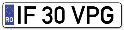 Placuta inmatriculare numar auto  IF-30-VPG, IF 30 VPG, IF30VPG