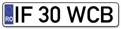 Placuta inmatriculare numar auto  IF-30-WCB, IF 30 WCB, IF30WCB