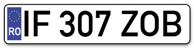 Placuta inmatriculare numar auto  IF-307-ZOB, IF 307 ZOB, IF307ZOB