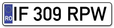 Placuta inmatriculare numar auto  IF-309-RPW, IF 309 RPW, IF309RPW