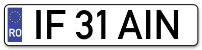 Placuta inmatriculare numar auto  IF-31-AIN, IF 31 AIN, IF31AIN