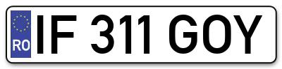 Placuta inmatriculare numar auto  IF-311-GOY, IF 311 GOY, IF311GOY