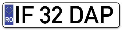 Placuta inmatriculare numar auto  IF-32-DAP, IF 32 DAP, IF32DAP