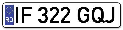 Placuta inmatriculare numar auto  IF-322-GQJ, IF 322 GQJ, IF322GQJ