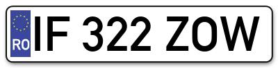 Placuta inmatriculare numar auto  IF-322-ZOW, IF 322 ZOW, IF322ZOW